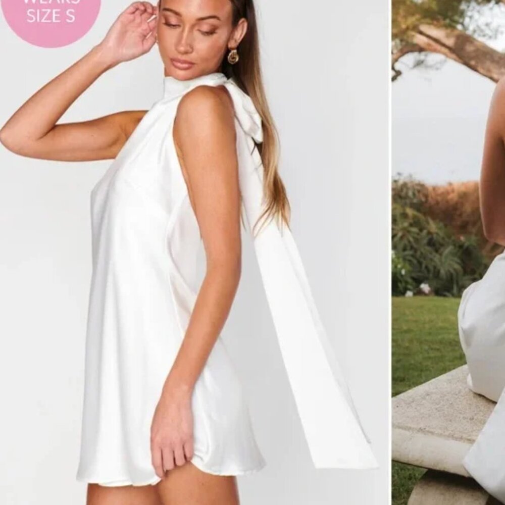 Show Me Your MuMu White Backless Halter Mini Dress